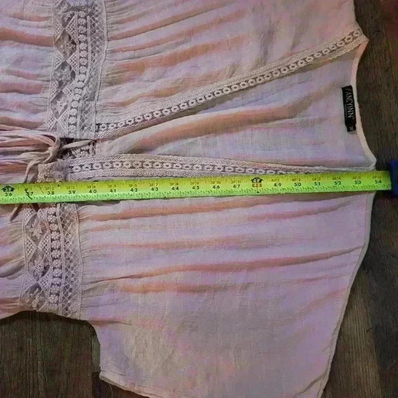 Fancyinn Long Light Pink Lace Front-Tie  Kimono Size Medium - Picture 8 of 10